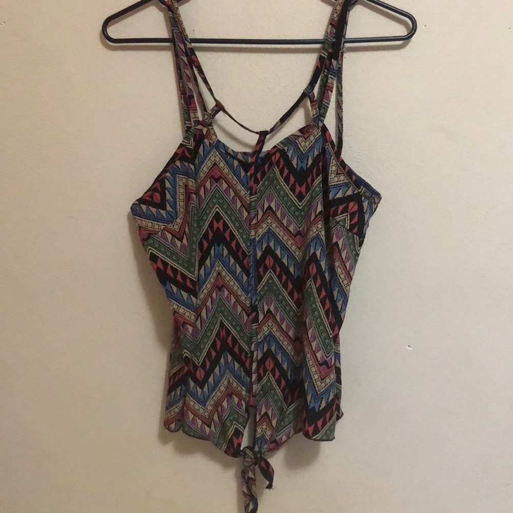 Colorful strappy tribal tank top